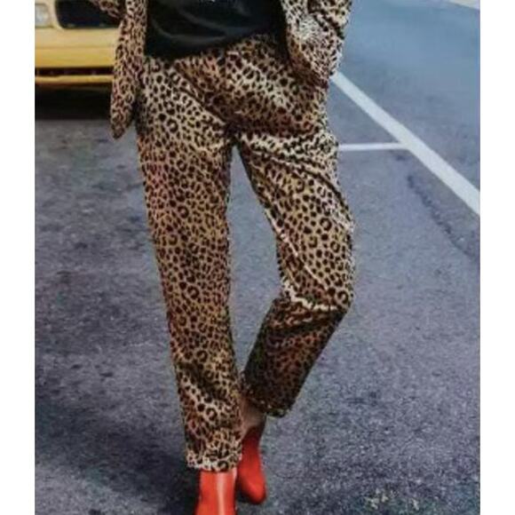 Scotch & Soda Leopard Print Tailored Trousers Pants Size Small - Picture 1 of 10